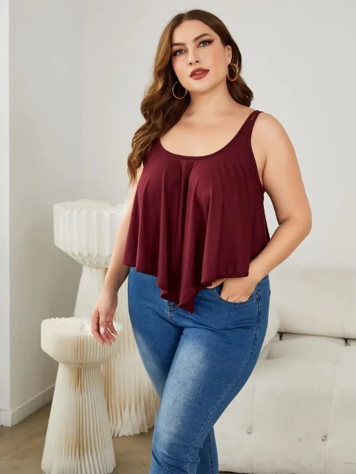 Elegant Plus Size Cotton Halter Neck Summer T-Shirt