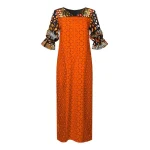 Plus Size Bohemian Printed Maxi Dress Flare Sleeve Sundress