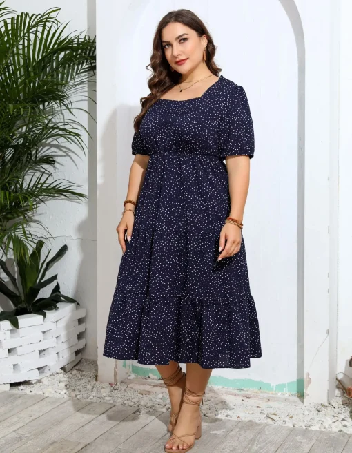 Elegant Plus Size Summer Beach Dress with Floral Print - Image 5