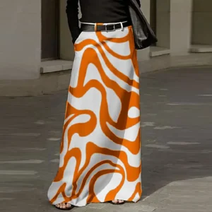 Vintage Printed High Waist Maxi Skirt for Women