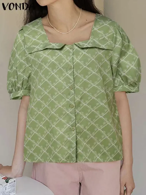 Square Neck Ruffled Printed Blouses for Casual Style - Image 3