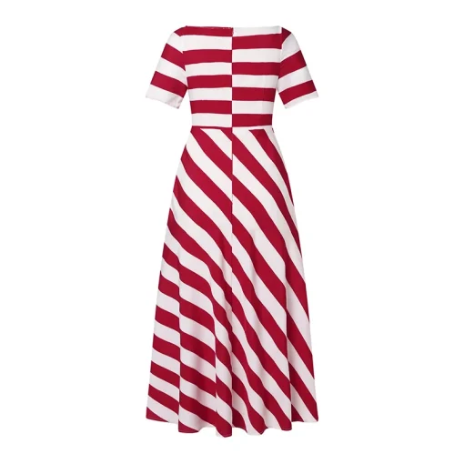 Women’s Sexy Off Shoulder Stripe Maxi Dress Bohemian Sundress - Image 6