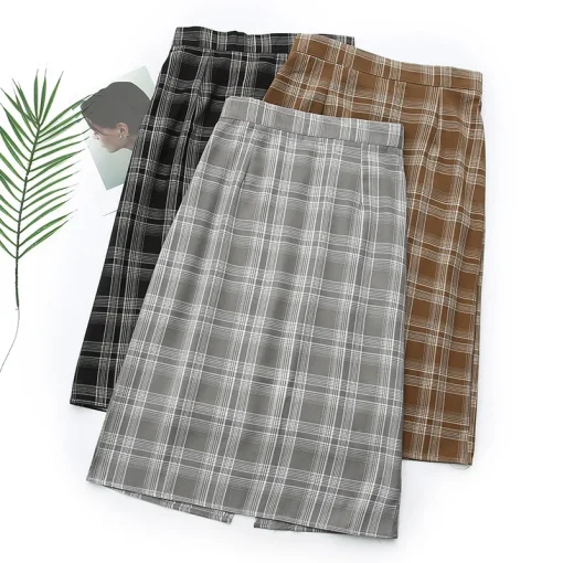 Women's Vintage Plaid Calf Length Skirt, Plus Size - Image 2