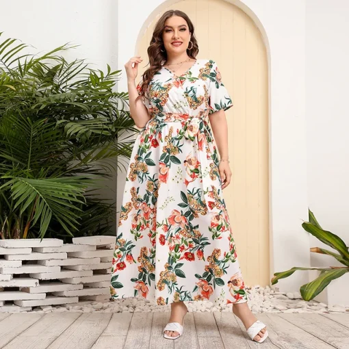 Elegant Plus Size Floral Evening Dresses for Women - Image 6