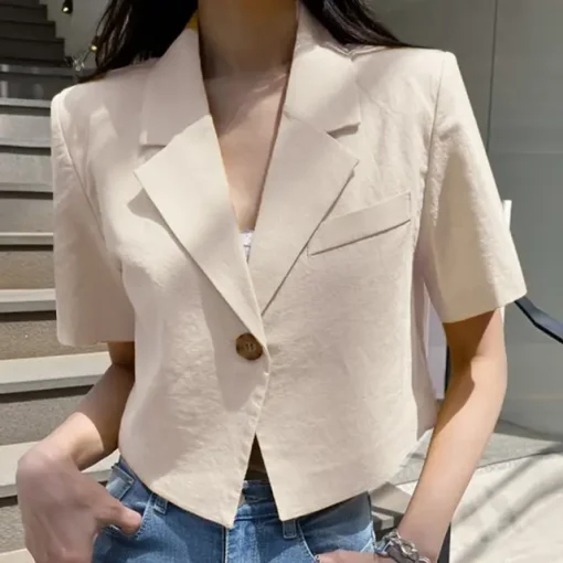 Elegant Summer Blazer with Short Sleeves for Women - Image 7