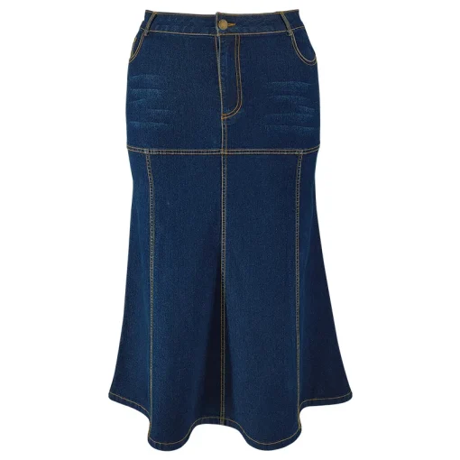 Plus Size High Waist Denim Pencil Skirt for Women - Image 4