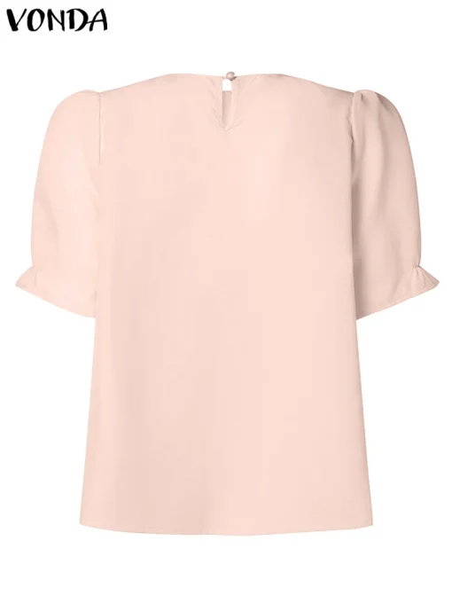 Women's Ruffled Puff Sleeve Summer Blouse - Image 3