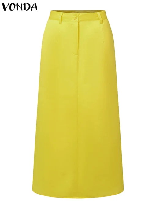 Women’s High Waist Casual Maxi Skirt with Pockets - Image 2