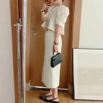 Elegant Office Dress Set with Puff Sleeve Top