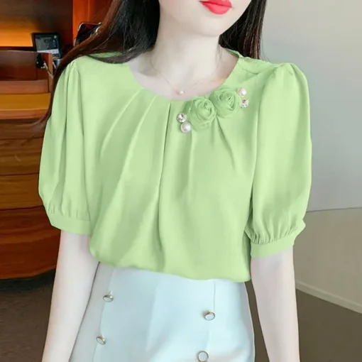 Elegant Summer Blouses with Three-Dimensional Flowers - Image 7