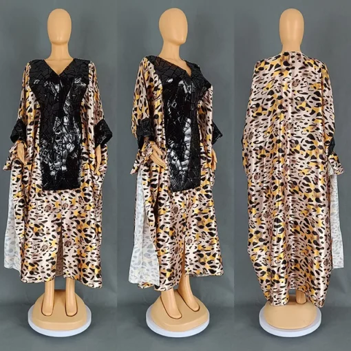 Elegant Plus Size African Kaftan Dress with Scarf - Image 7