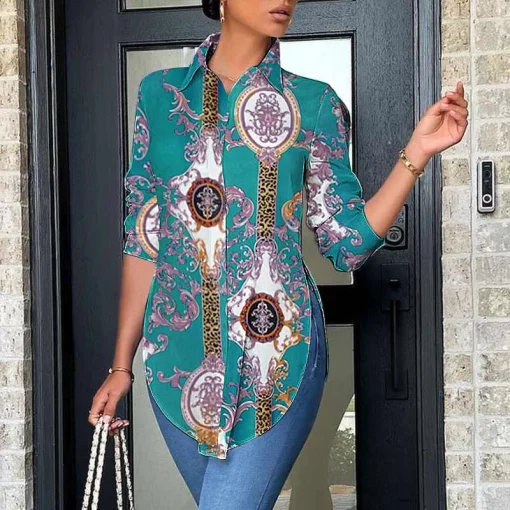 Women’s Bohemian Printed Asymmetrical Summer Blouses