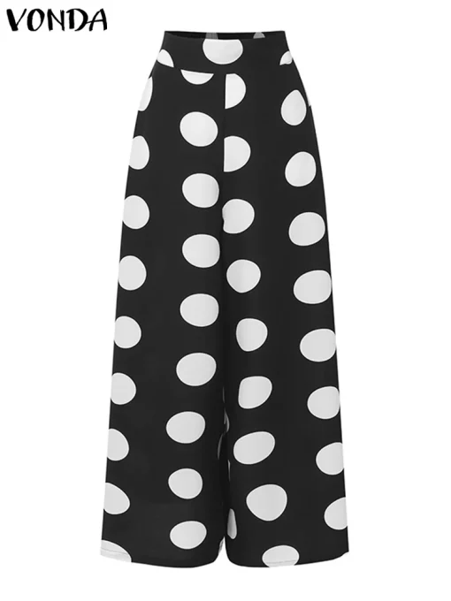 Elegant Polka Dot Wide Leg Pants for Office Style - Image 2