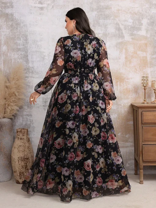 Plus Size Boho Floral Print Spring Casual Holiday Dress - Image 2