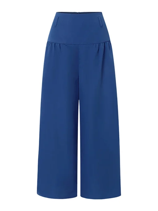 Plus Size Fashion Solid Color Wide Leg Trousers - Image 3