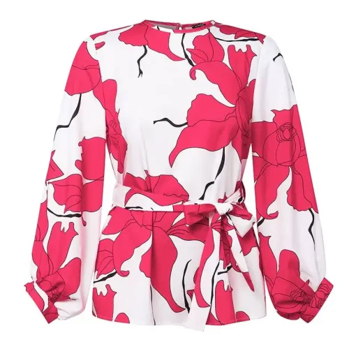 Women's Floral Printed Bohemian Lantern Sleeve Blouse - Image 5