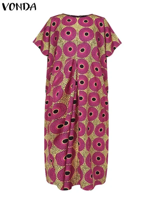 Plus Size   Bohemian Pleated Printed Maxi Dress - Image 3