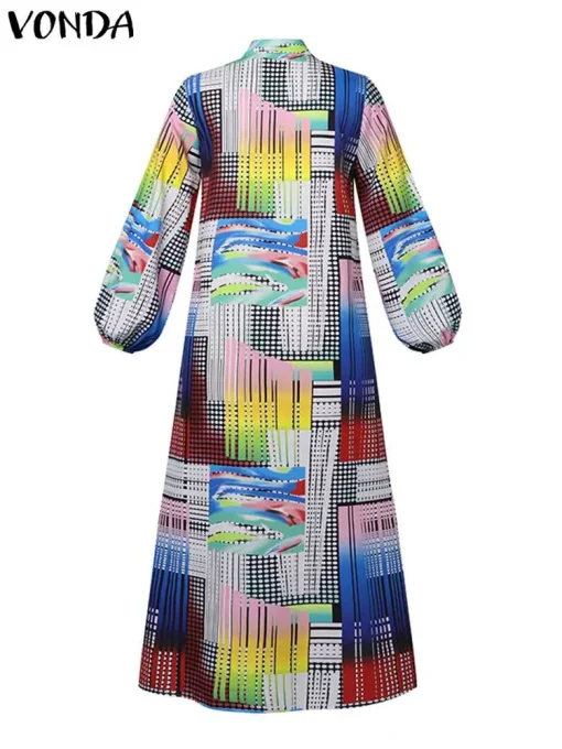 Women’s Elegant Printed Shirt Dress with Vintage Bohemian Style - Image 3