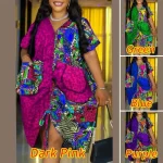 Women’s Vintage Bohemian Summer Party Dress, V-Neck