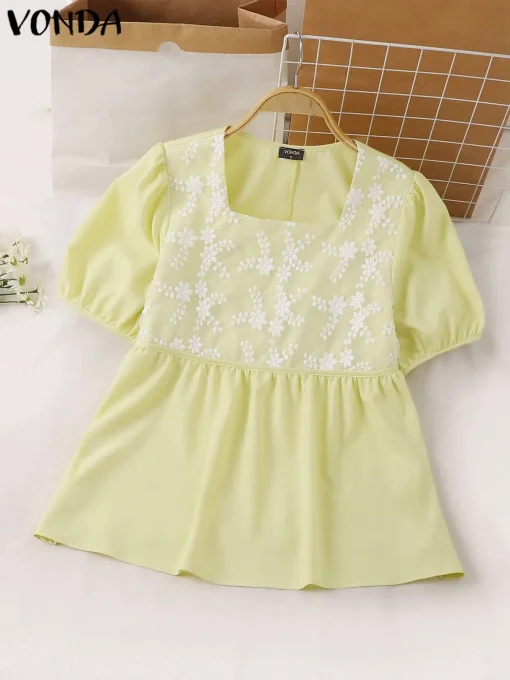 Women's Elegant Summer Square Neck Blouse - Image 2