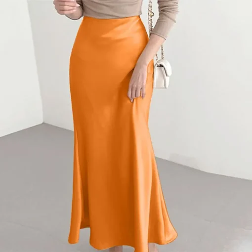 Women’s Elegant Satin Pleated High Waist Summer Office Skirt - Image 6