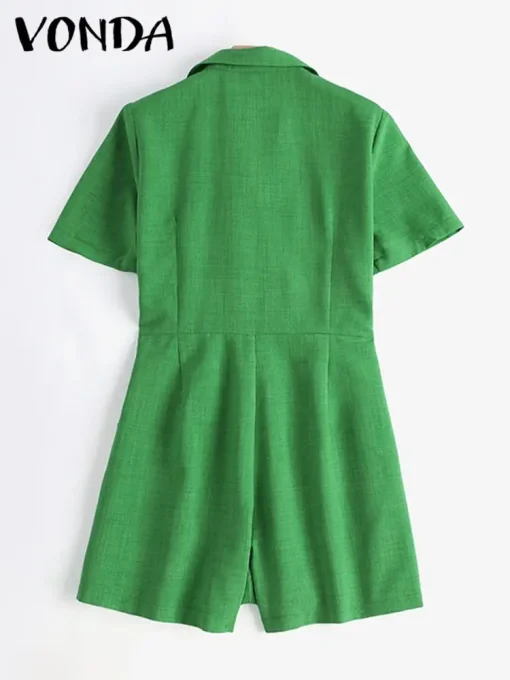 Elegant Short Sleeve Jumpsuit with Pockets for Women - Image 3