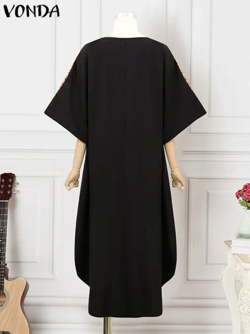 Plus Size   Women's Bohemian Maxi Dress Bat-Wing Sleeve - Image 3