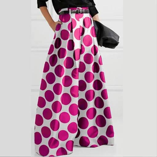 Elegant Polka Dot Bell-Bottom Pants with High Waist - Image 5