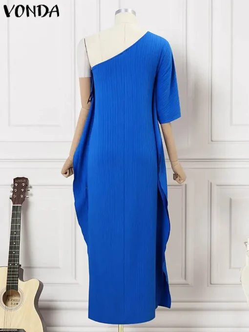 Plus Size Elegant Off-Shoulder Maxi Summer Dress - Image 3