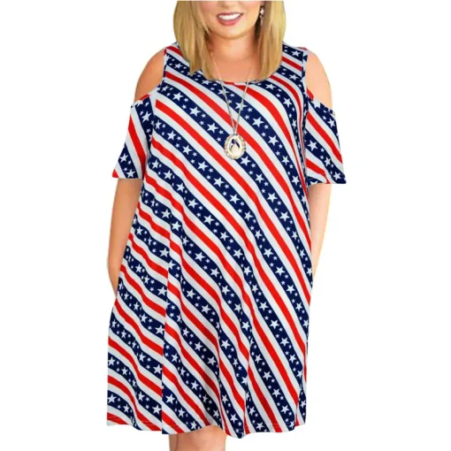 Plus Size Off-the-Shoulder Printed Summer Dress for Women