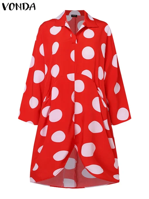 Plus Size   Polka Dot Irregular Party Dress - Image 2