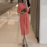 Women’s Spring Midi Dress, 3/4 Sleeve Casual Sundress