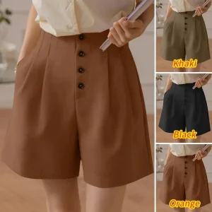 Women Casual Solid Color Zipper Bottoms Summer Shorts