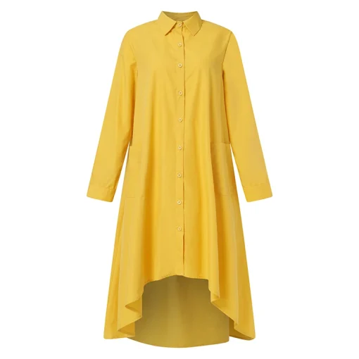 Women's Elegant Long Sleeve Midi Sundress Button-Up Dress - Image 5