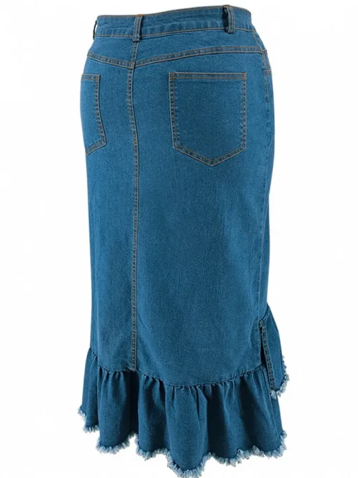 Plus Size High Waist Denim Skirt for Women - Image 5