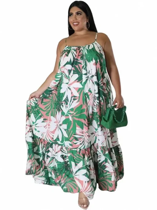 Plus Size Cascading Ruffle Maxi Dress for Women - Image 2