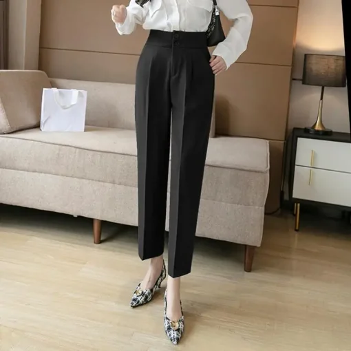 Fashionable High Waist Loose Harem Pants with Pockets - Image 6