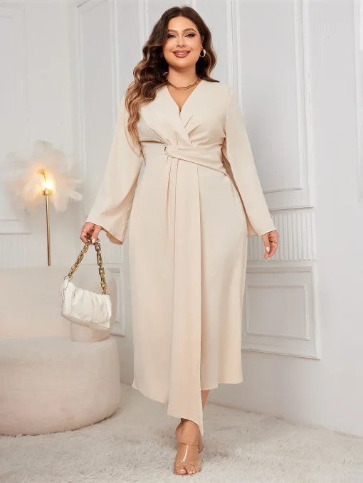 Elegant Plus Size Casual Long Waist Irregular Dress - Image 2