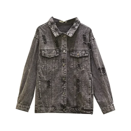 Plus Size Women's Long Sleeve Denim Jacket - Image 5