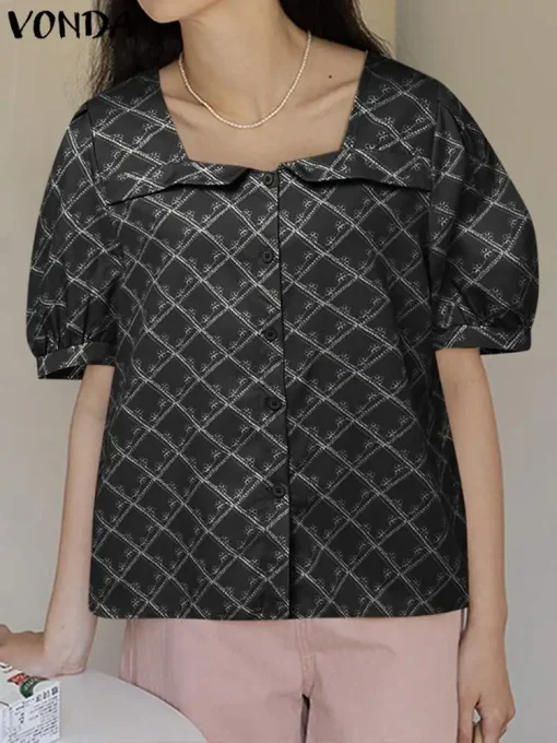 Square Neck Ruffled Printed Blouses for Casual Style - Image 2