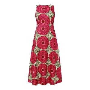 Plus Size Elegant Bohemian Printed Sleeveless Maxi Dress