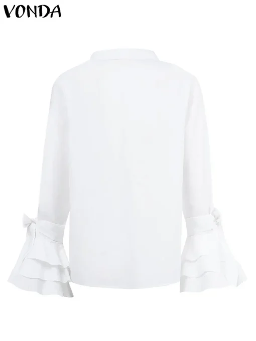 VONDA Elegant Office Blouse with Flare Sleeves for Women - Image 2