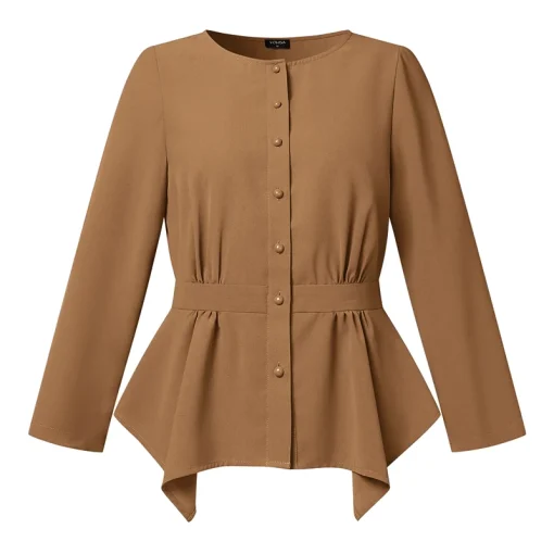 Women’s Elegant Long Sleeve Solid Color Blouse