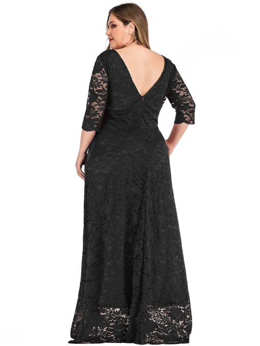 Plus Size Elegant Lace Backless Maxi Party Dress - Image 6