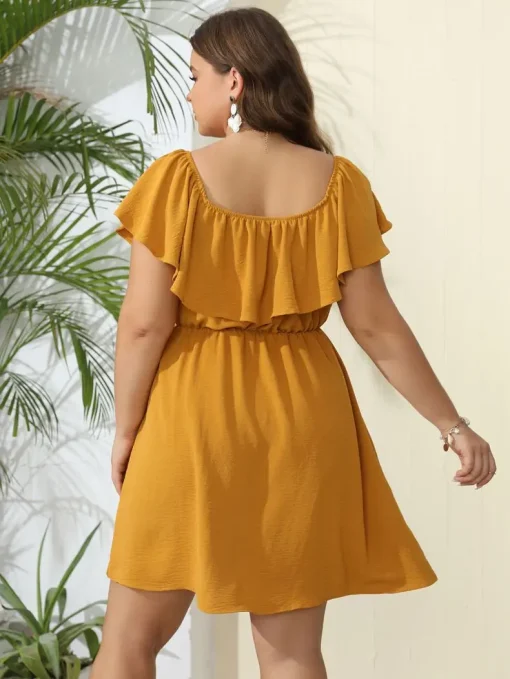 Plus Size Off-Shoulder Linen Summer Dress for Women - Image 6