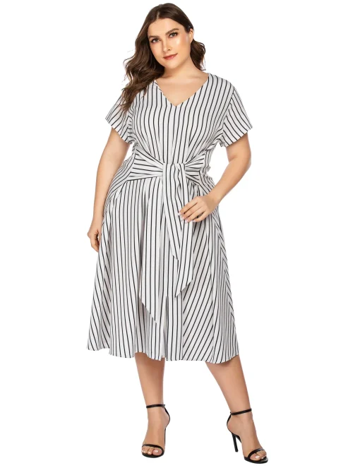 Trendy Plus Size V-Neck Long Party Dress for Women