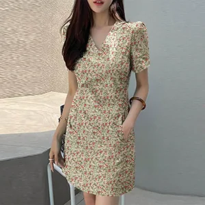 Summer Bohemian Floral V-Neck Mini Dress for Women