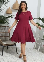 Elegant Plus Size Linen Hollow Casual Summer Party Dress