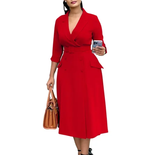 Plus Size Loose Midi Dress for Office and Casual Wear - Image 9