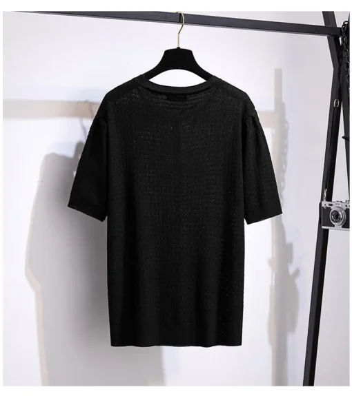 Plus Size Knit Elastic Pullover Shirt for Women